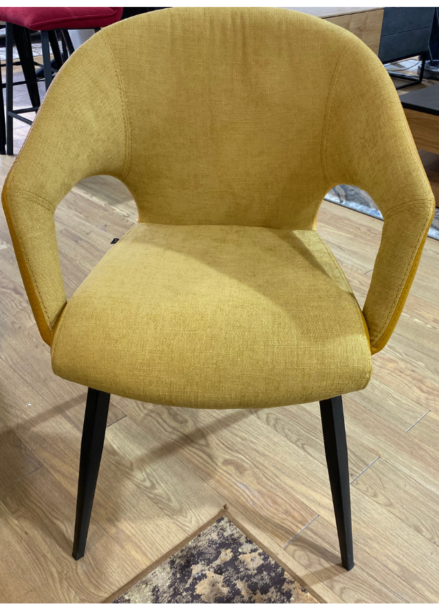 Fauteuil de table chaise avec accoudoir jaune pivotant - Marion