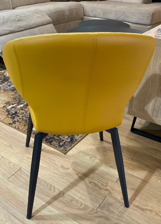Fauteuil de table chaise avec accoudoir jaune pivotant - Marion