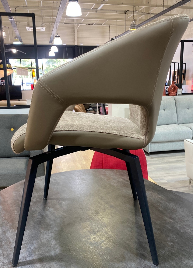 Fauteuil de table chaise avec accoudoir beige pivotant- Marion