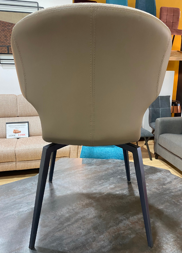 Fauteuil de table chaise avec accoudoir beige pivotant- Marion