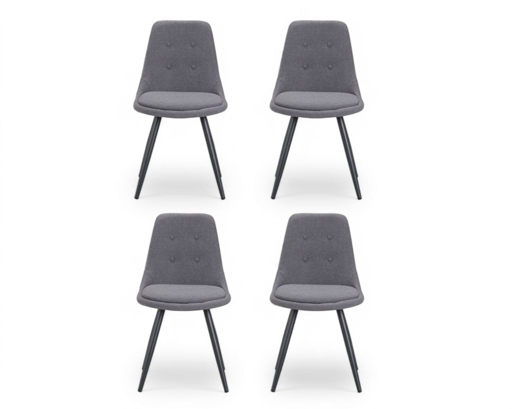 Chaise pieds métal en tissu gris clair moderne -  SOUFFLE D’INTÉRIEUR