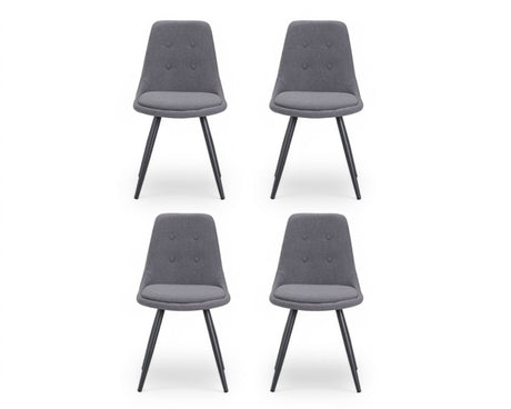 Chaise pieds métal en tissu gris clair moderne -  SOUFFLE D’INTÉRIEUR