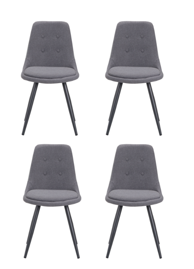 Lot de 4 chaises pieds métal tissu gris clair moderne - Coralie