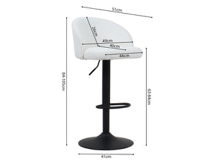 Tabouret design de bar réglable en hauteur blanc bouclette pieds métal noir - Souffle d'intérieur