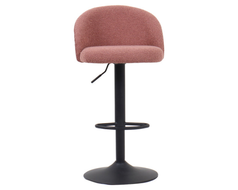 Tabouret design de bar réglable en hauteur rose bouclette pieds métal noir - Souffle d'intérieur