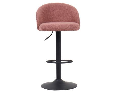 Tabouret design de bar réglable en hauteur rose bouclette pieds métal noir - Souffle d'intérieur