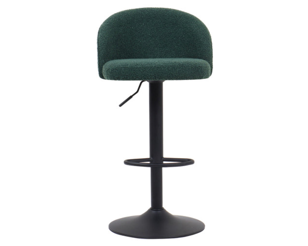 Tabouret design de bar réglable en hauteur vert bouclette pieds métal noir - Souffle d'intérieur