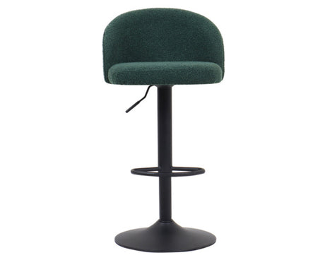 Tabouret design de bar réglable en hauteur vert bouclette pieds métal noir - Souffle d'intérieur