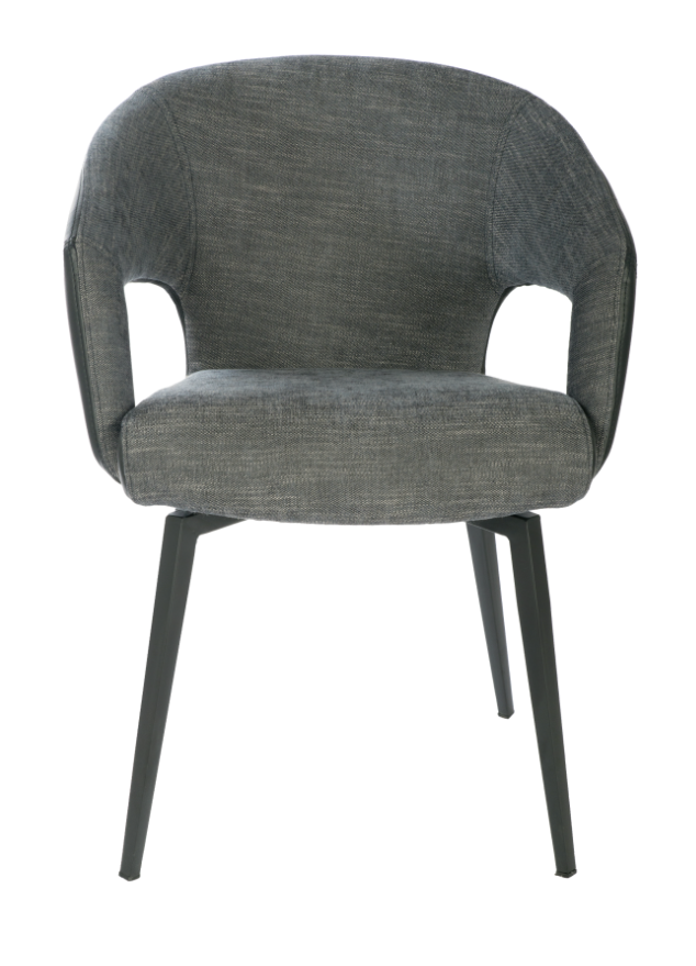 Fauteuil de table noir chaise avec accoudoir pivotante - Marion