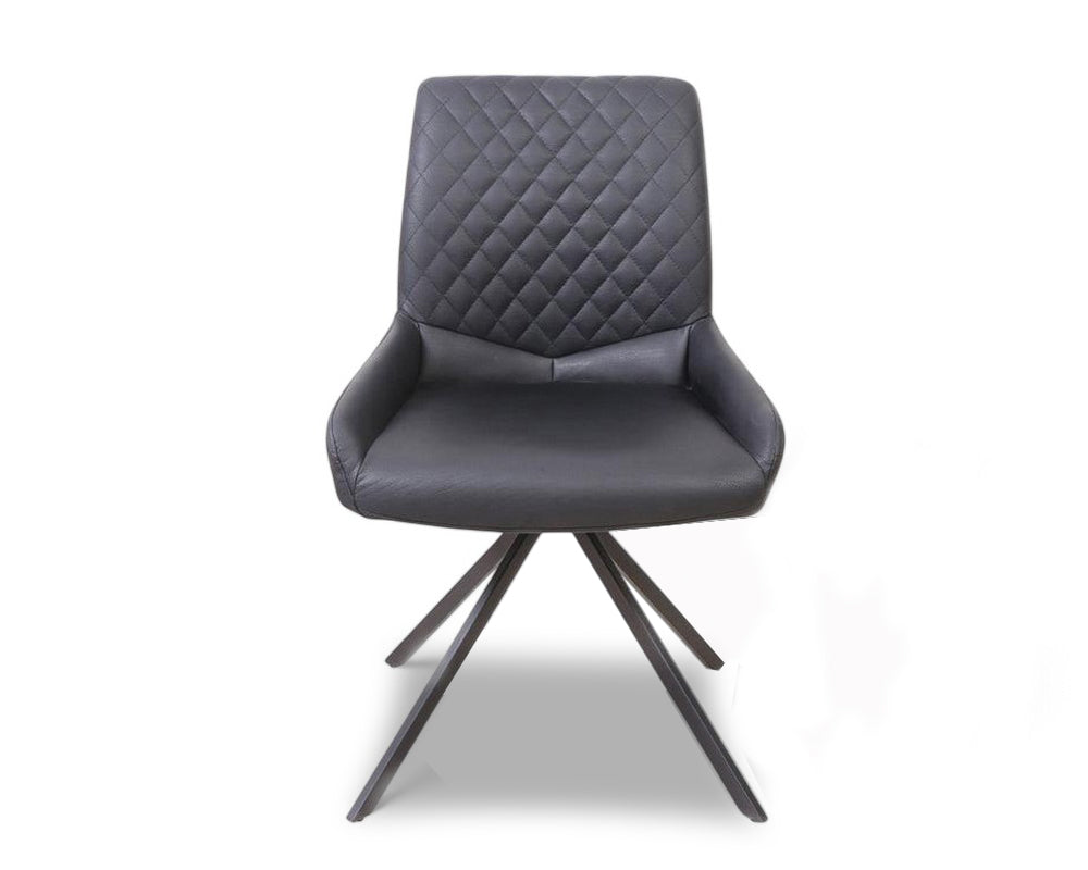 Chaise pieds métal grise design matelassé - SOUFFLE D'intérieur 