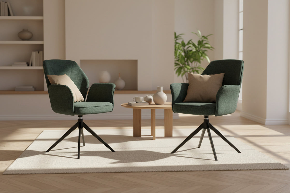 Chaise en tissu pivotante avec accoudoirs - Akante - Souffle d'intérieur