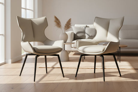 chaise de salle à manger pivotante en cuir - Lievens Cabanel
