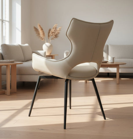 chaise de salle à manger pivotante en cuir vue de dos - Lievens Cabanel