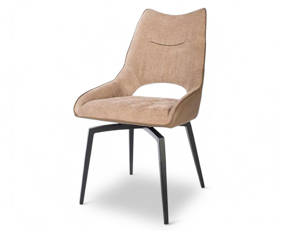 Chaise pivotante pieds métal en tissu beige moderne - Souffle d'intérieur