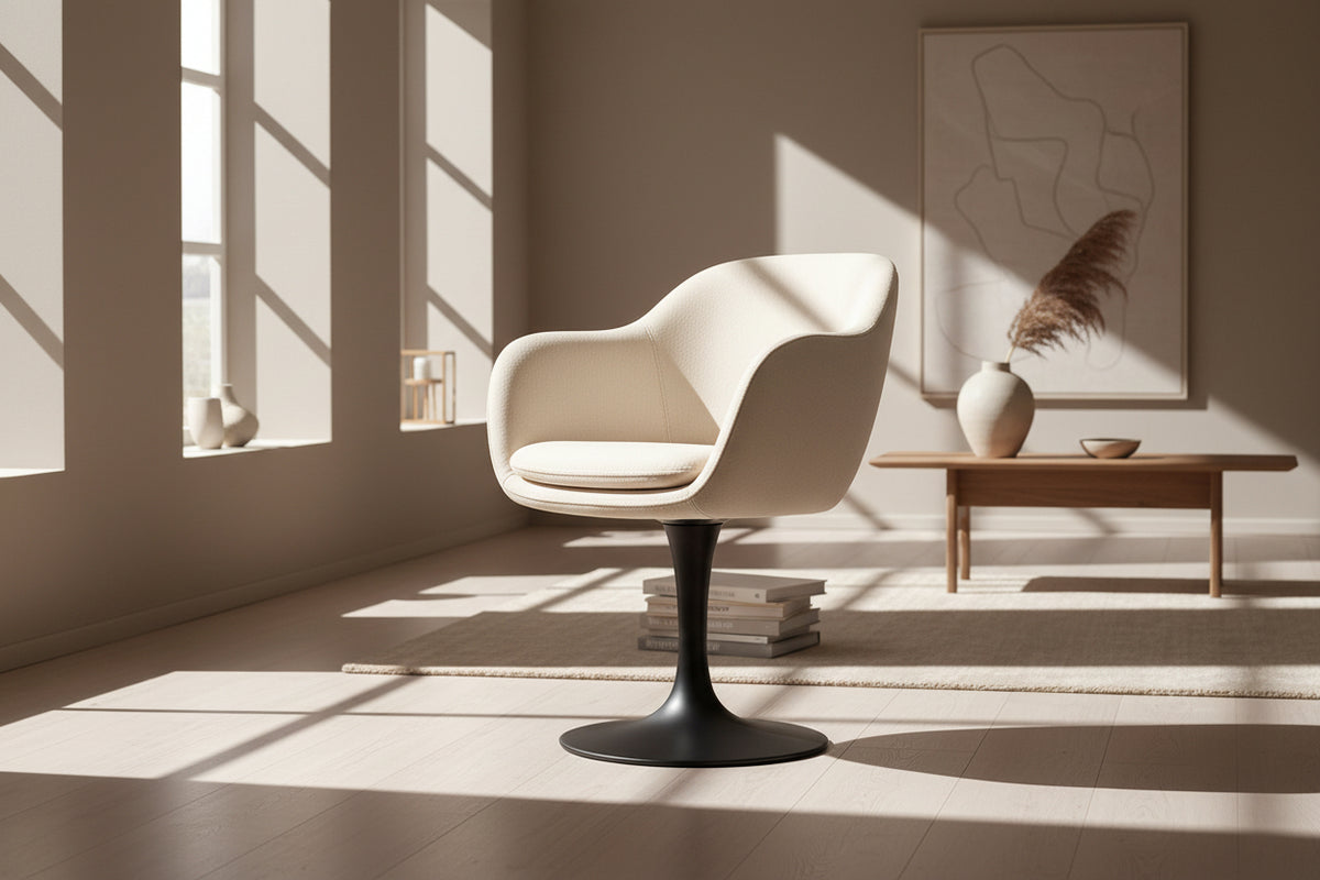 Chaise de repas Calise - vue 3/4 arrière - tissu 100% polyester
