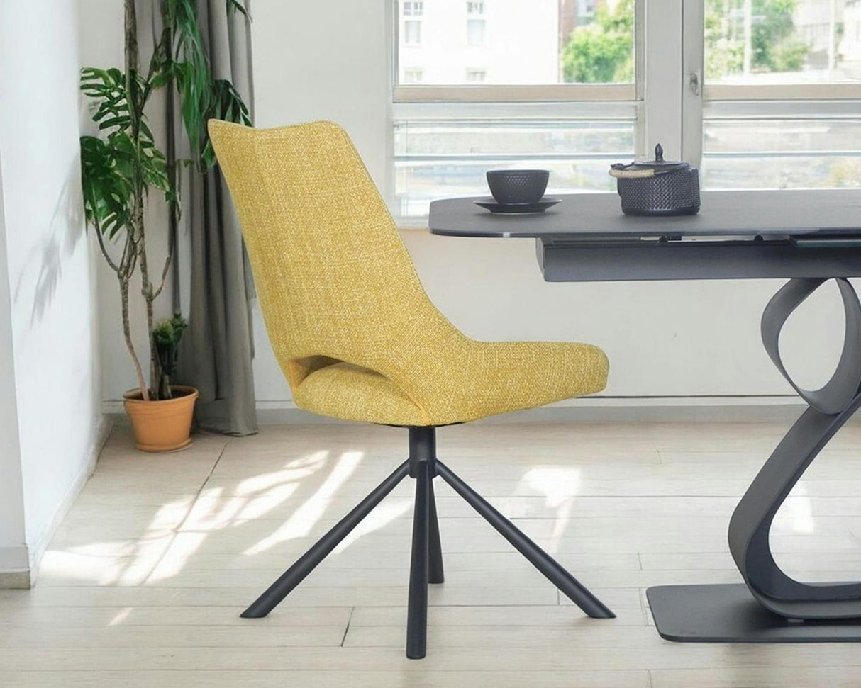 Chaise de repas pivotante en tissu jaune - viadurini - souffle d'intérieur
