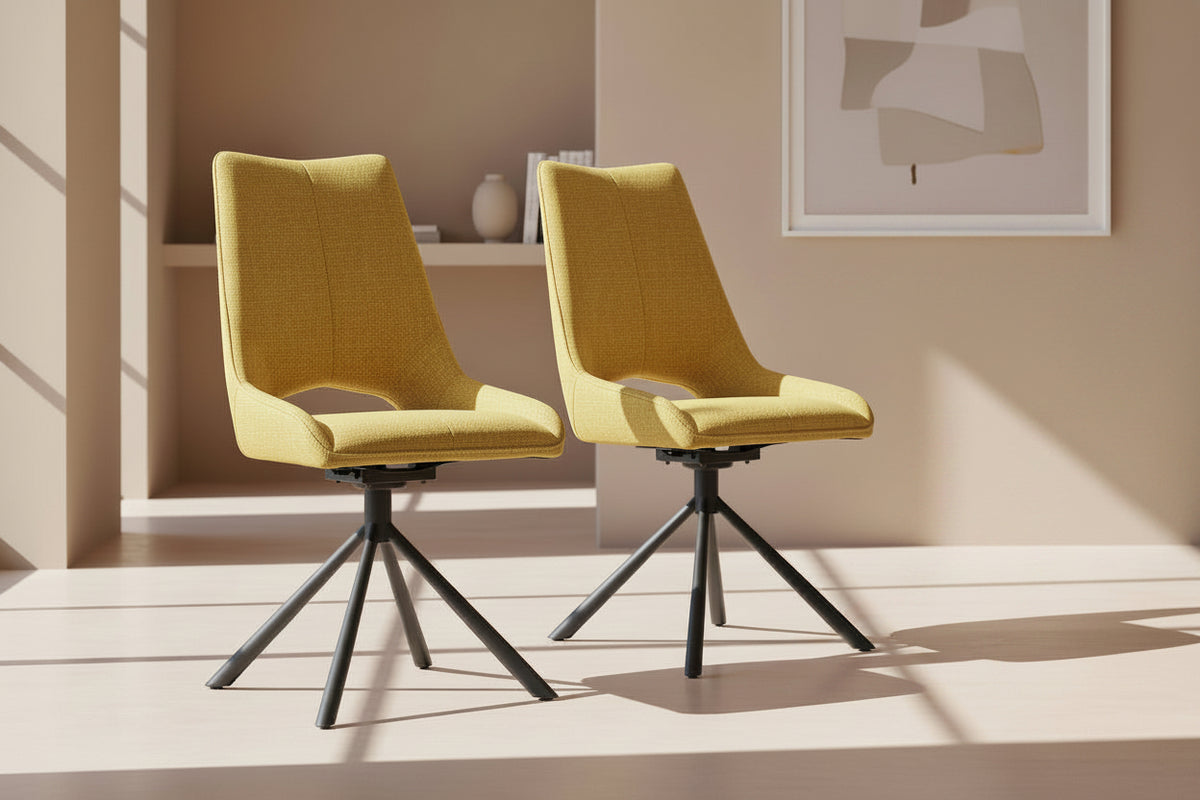 Chaise de repas Gura - velours jaune - vue face
