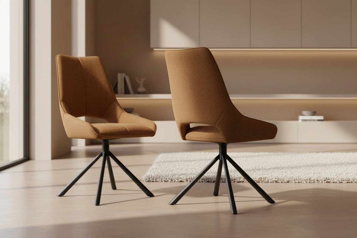 Chaise de repas Gura - velours terracota - vue 3/4