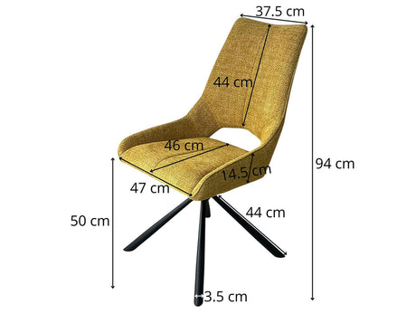 Dimensions chaise de repas pivotante en tissu - viadurini - souffle d'intérieur