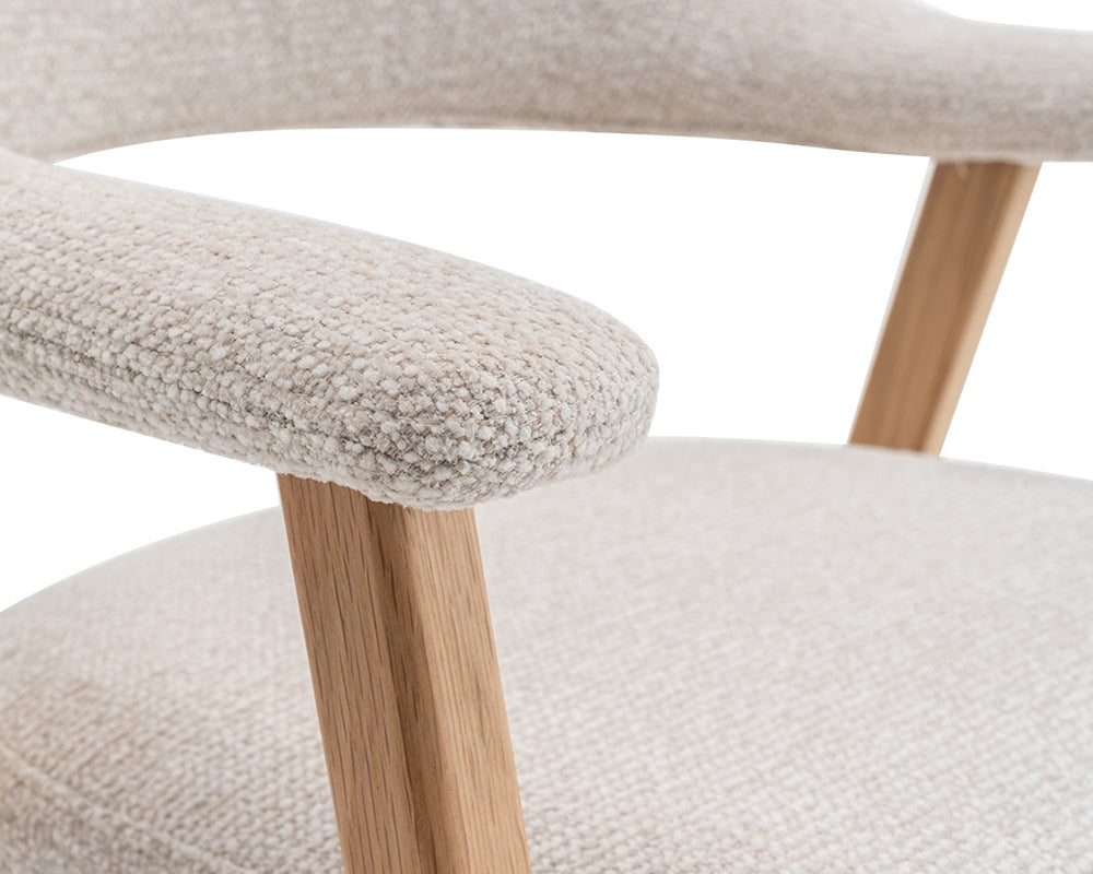 Zoom accoudoir – Corail – tissu beige