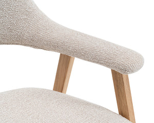 Zoom accoudoir – Corail – tissu beige