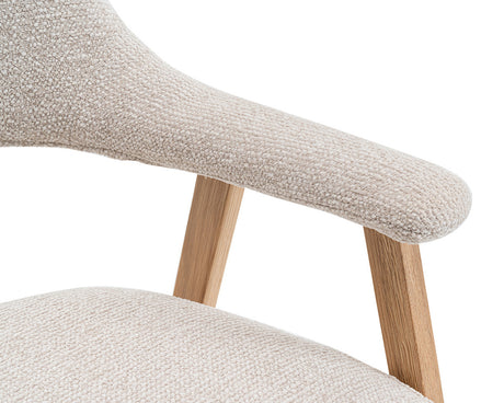 Zoom accoudoir – Corail – tissu beige