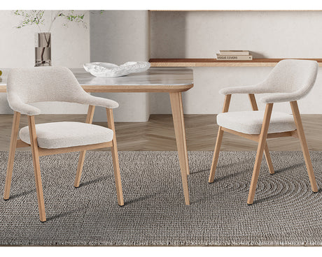 Chaise bois salle à manger Corail en situation – salle à manger – tissu beige