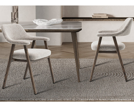 Chaise bois salle à manger Corail en situation – salle à manger – tissu sable