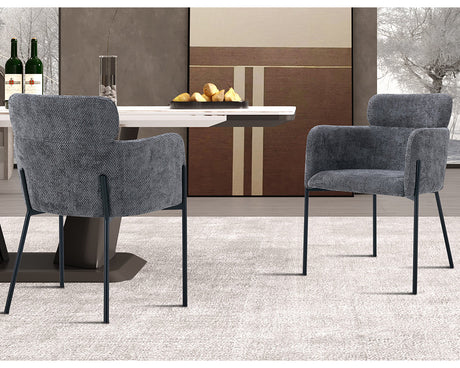 Chaise salle à manger en tissu chiné gris - Rousseau - Souffle d'intérieur