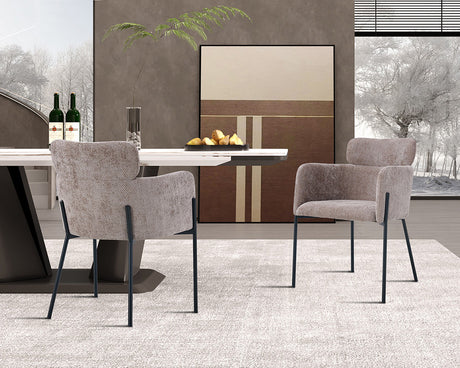 Chaise salle à manger en tissu chiné sable - Rousseau - Souffle d'intérieur