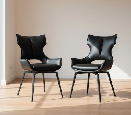 chaise de salle à manger pivotante en cuir et pieds métal - Lievens Cabanel