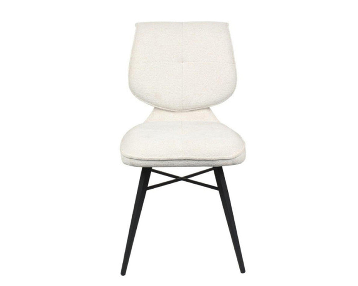 Chaise de repas fixe moelleux en tissu beige - meuble jem - Souffle d'intérieur