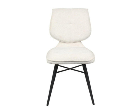 Chaise de repas fixe moelleux en tissu beige - meuble jem - Souffle d'intérieur