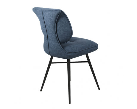 Chaise de repas fixe moelleux en tissu bleu - meuble jem - Souffle d'intérieur