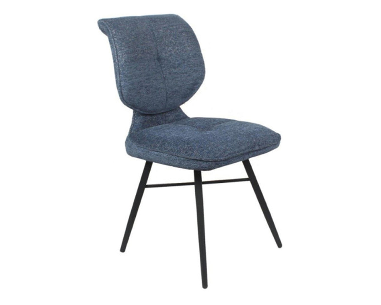 Chaise de repas fixe moelleux en tissu bleu - meuble jem - Souffle d'intérieur
