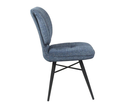 Chaise de repas fixe moelleux en tissu bleu - meuble jem - Souffle d'intérieur