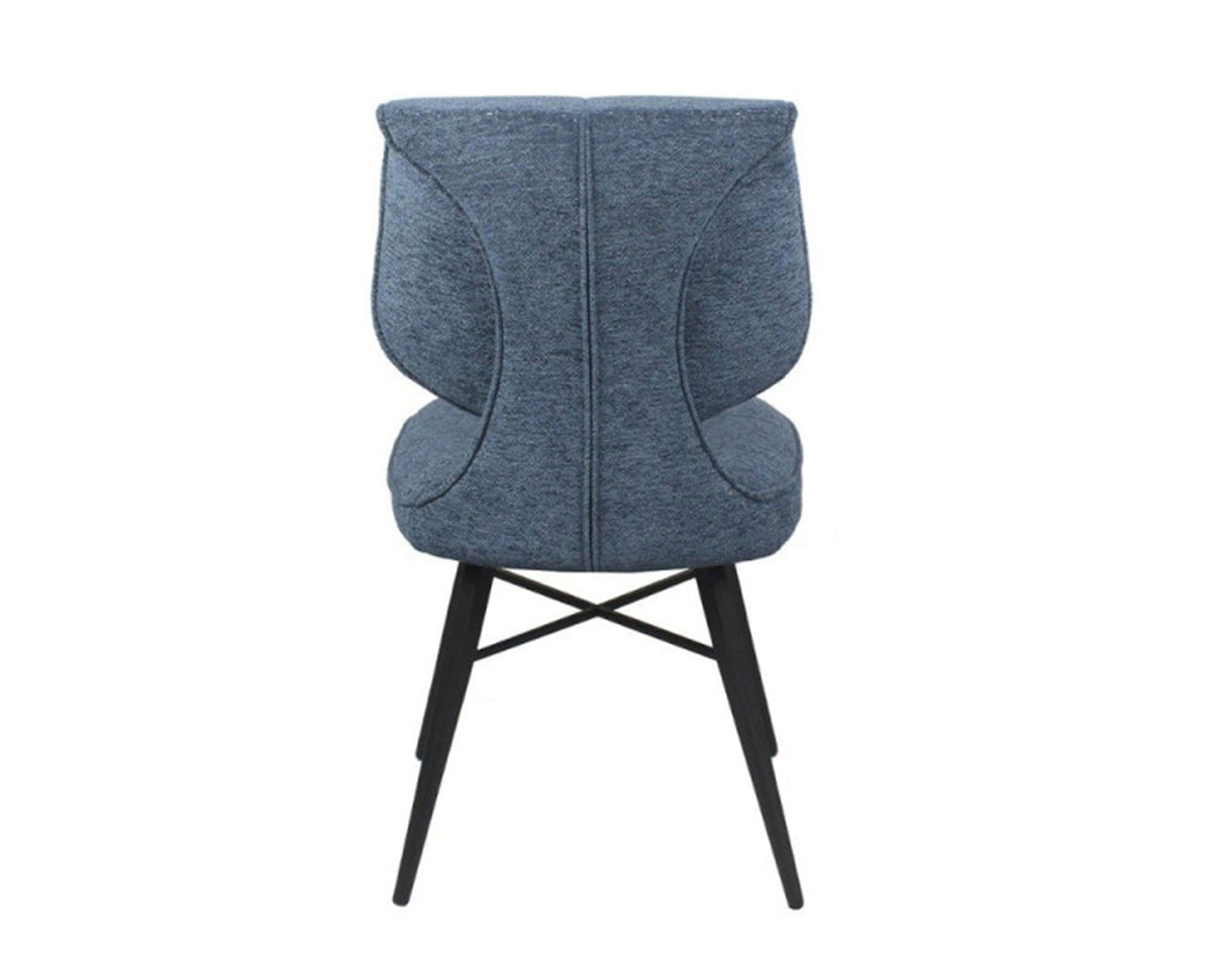 Chaise de repas fixe moelleux en tissu bleu - meuble jem - Souffle d'intérieur