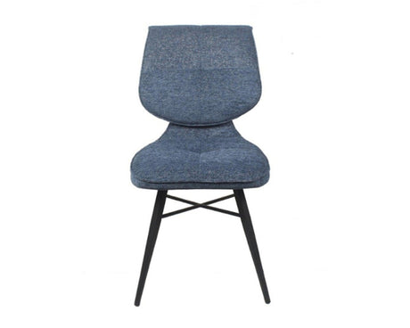 Chaise de repas fixe moelleux en tissu bleu - meuble jem - Souffle d'intérieur