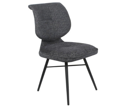 Chaise de repas fixe moelleux en tissu anthracite - meuble jem - Souffle d'intérieur