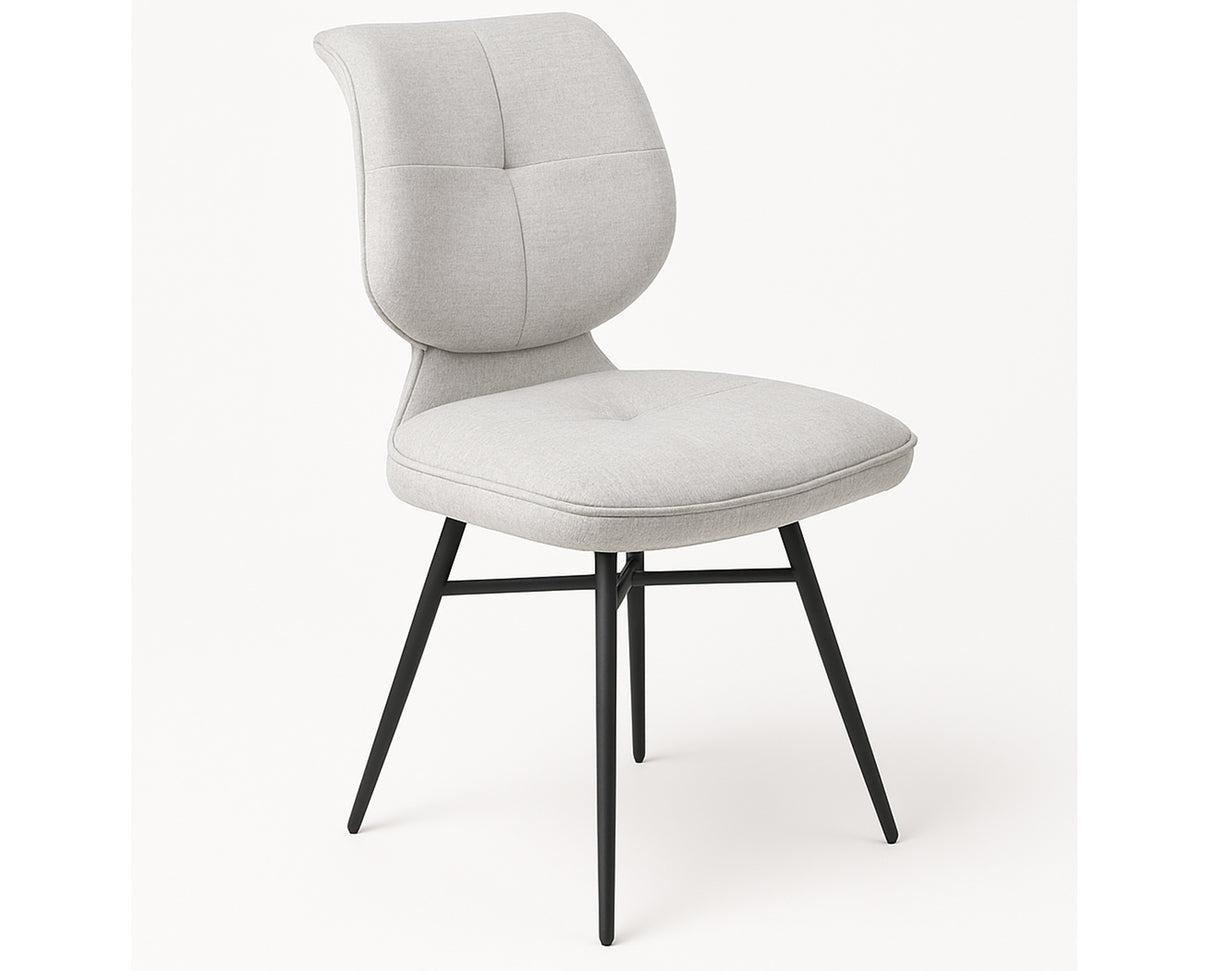 Chaise de repas fixe moelleux en tissu grise - meuble jem - Souffle d'intérieur