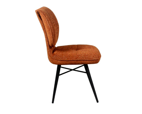 Chaise de repas fixe moelleux en tissu terracotta - meuble jem - Souffle d'intérieur
