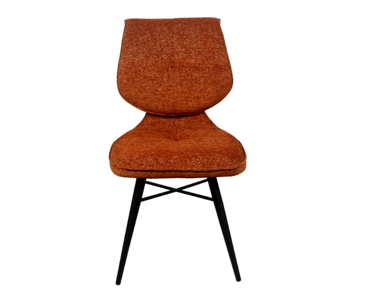 Chaise de repas fixe moelleux en tissu terracotta - meuble jem - Souffle d'intérieur