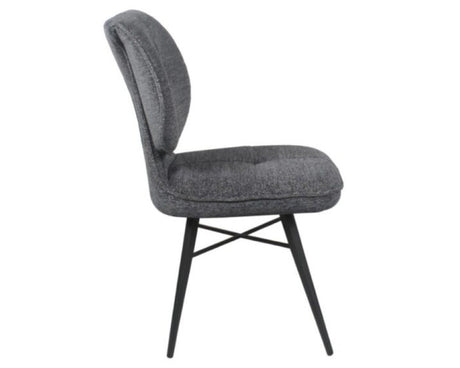 Chaise de repas fixe moelleux en tissu anthracite - meuble jem - Souffle d'intérieur