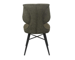 Chaise de repas fixe moelleux en tissu vert - meuble jem - Souffle d'intérieur