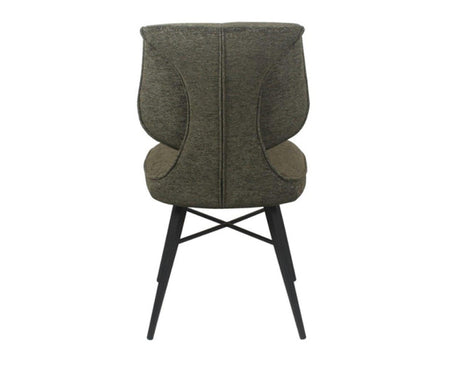 Chaise de repas fixe moelleux en tissu vert - meuble jem - Souffle d'intérieur