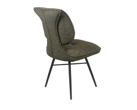 Chaise de repas fixe moelleux en tissu vert - meuble jem - Souffle d'intérieur