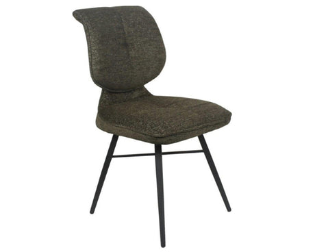 Chaise de repas fixe moelleux en tissu vert - meuble jem - Souffle d'intérieur