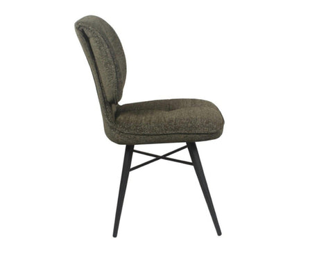 Chaise de repas fixe moelleux en tissu vert - meuble jem - Souffle d'intérieur