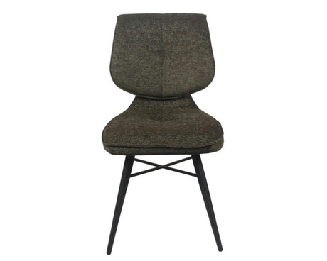 Chaise de repas fixe moelleux en tissu vert - meuble jem - Souffle d'intérieur