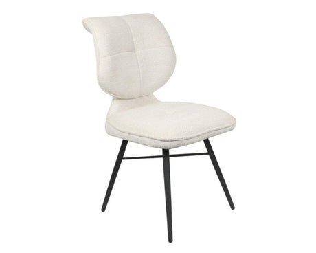 Chaise de repas fixe moelleux en tissu beige - meuble jem - Souffle d'intérieur